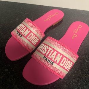 Pink embroidered sandals NEVER USED